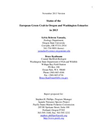 Status of the European Green Crab in Oregon and Washington Estuaries in 2013 thumbnail