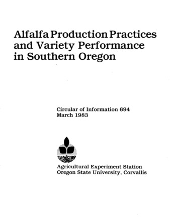 Alfalfa production practices and variety performance in southern Oregon la vignette