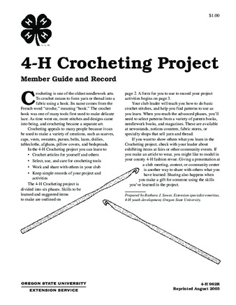 4-H crocheting project : member guide and record [2003] la vignette